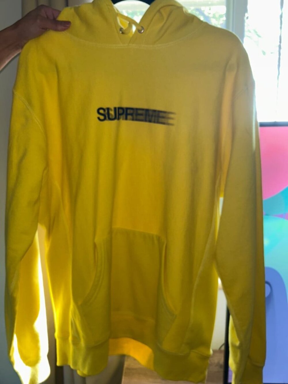 Supreme Motion Logo Hooded Sweatshirt Yellow Size Xl Used - Good